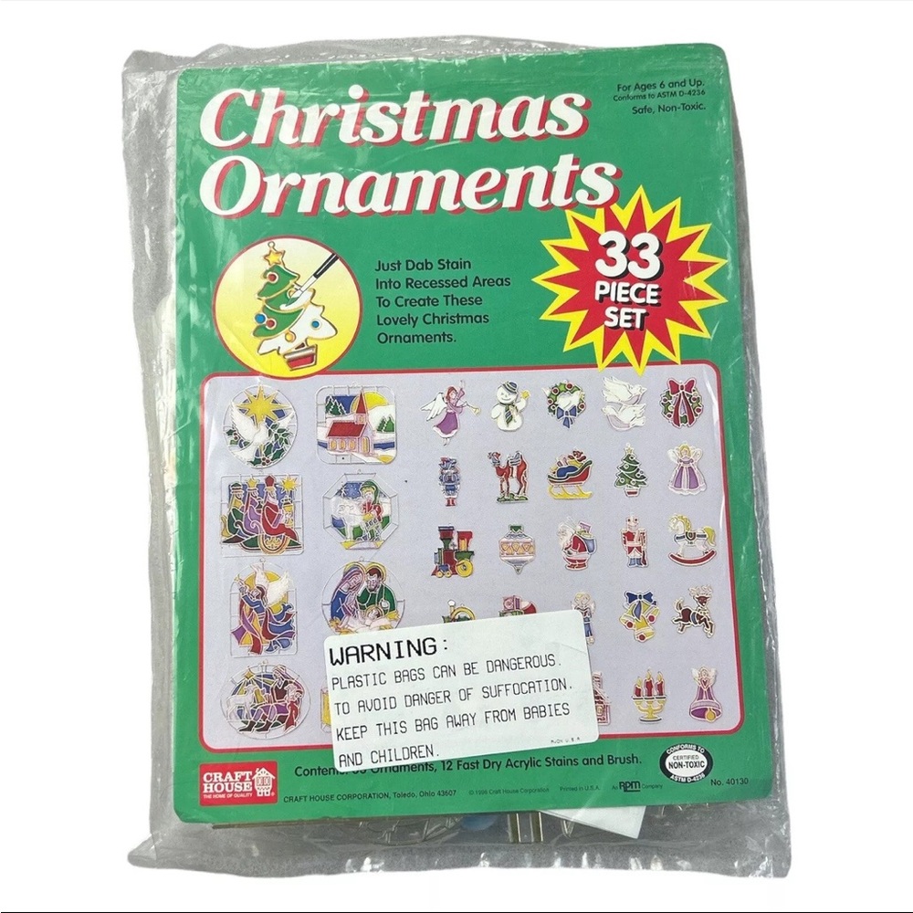 Christmas Ornaments Suncatchers- Vintage 1996 Sealed